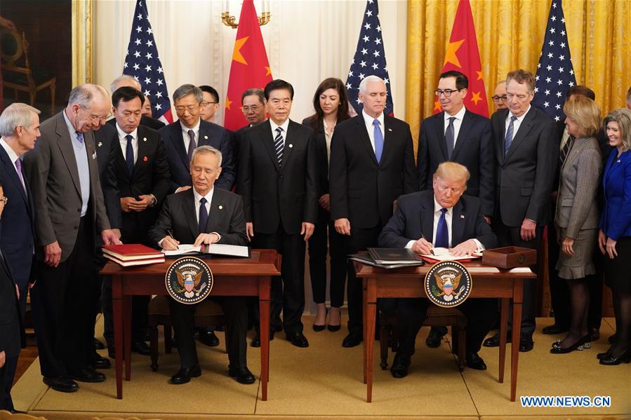 U.S.-WASHINGTON D.C.-CHINA-U.S. PHASE-ONE TRADE DEAL-SIGNING