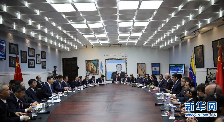 當地時間7月20日，國家主席習近平在加拉加斯同委內瑞拉總統馬杜羅舉行會談。 新華社記者蘭紅光攝 