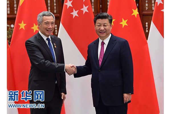 9月2日，國(guó)家主席習(xí)近平在杭州會(huì)見(jiàn)新加坡總理李顯龍。新華社記者張鐸攝